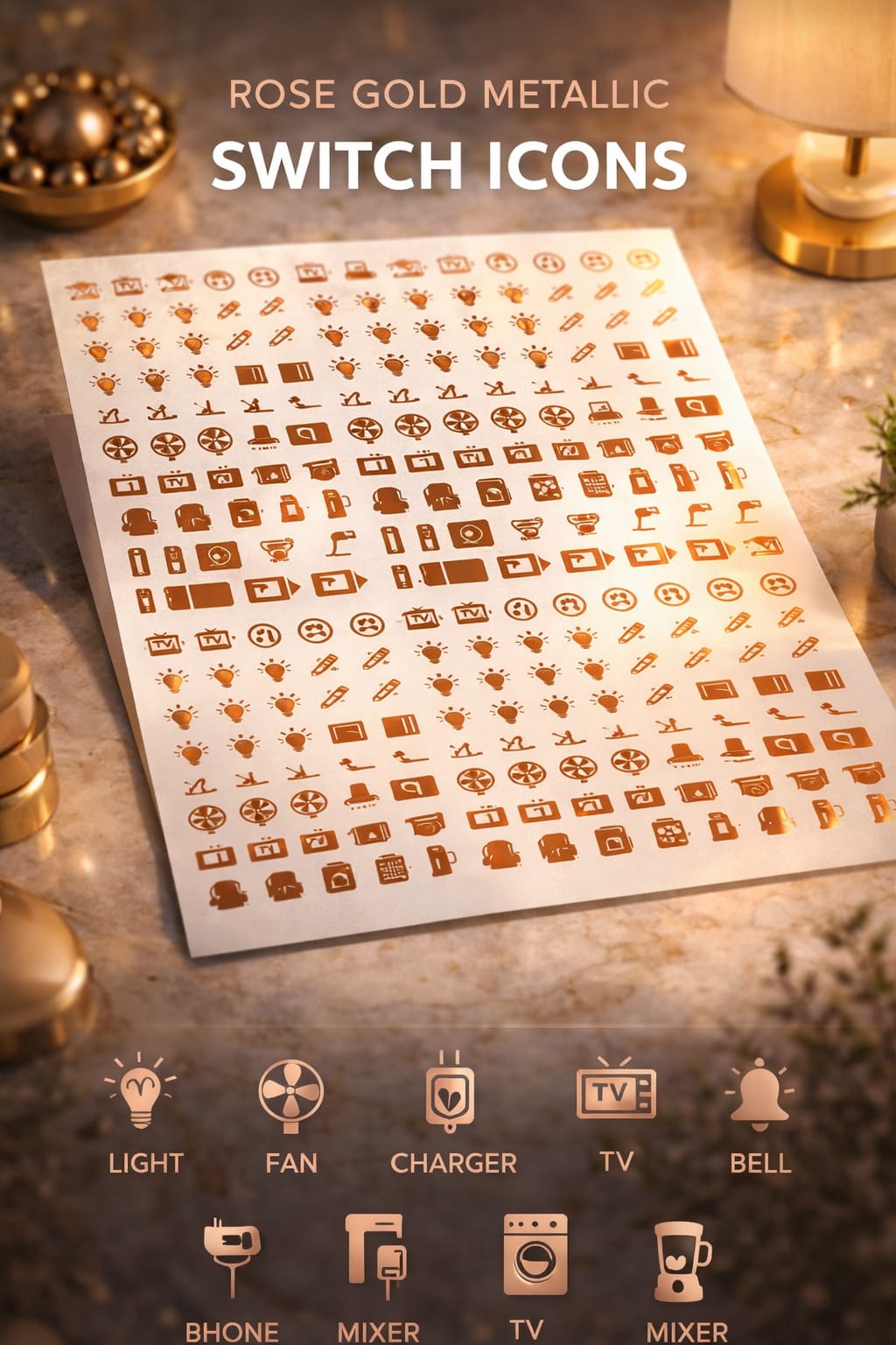 ✨ ملصقات مفاتيح معدنية فاخرة باللون الذهبي الوردي ✨